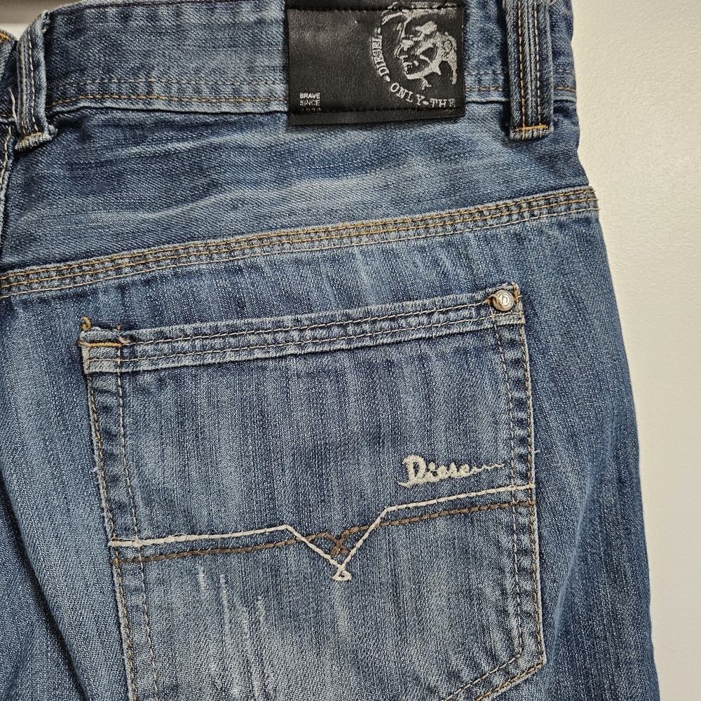 Diesel Jeans Men 36 Blue Industry Denim Division Straight Leg Distressed Faded